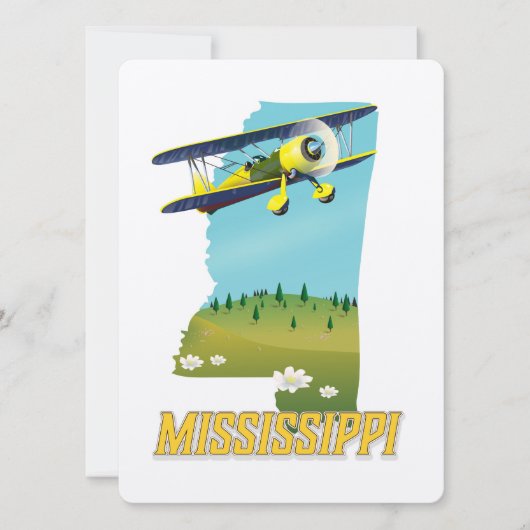 Mississippi vintage kaart reisposter print. (Voorkant)