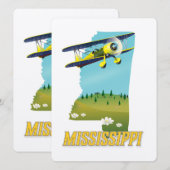 Mississippi vintage kaart reisposter print. (Voorkant / Achterkant)