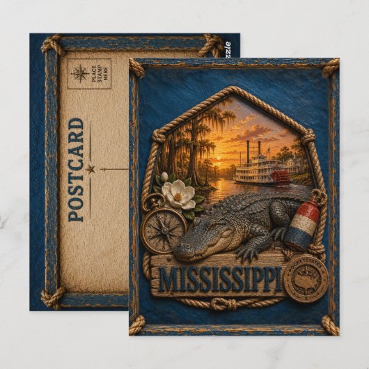 Mississippi Vintage Reizen Briefkaart (Voorkant / Achterkant)