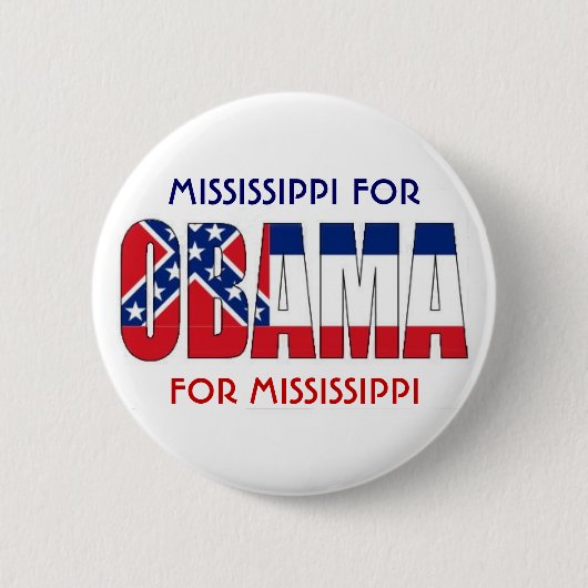 MISSISSIPPI VOOR OBAMA-Button Ronde Button 5,7 Cm (Voorkant)