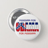 MISSISSIPPI VOOR OBAMA-Button Ronde Button 5,7 Cm (Voorkant /achterkant)