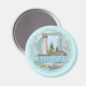 Mississippi Vuurtoren magneet (Voorkant / Achterkant)