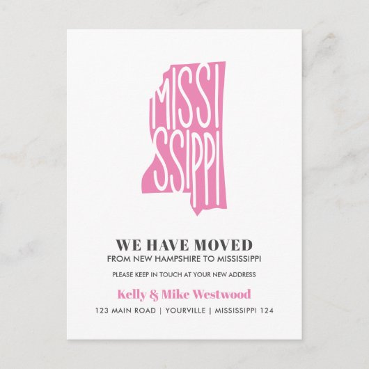 MISSISSIPPI We hebben New address New Home verplaa Briefkaart (Voorkant)