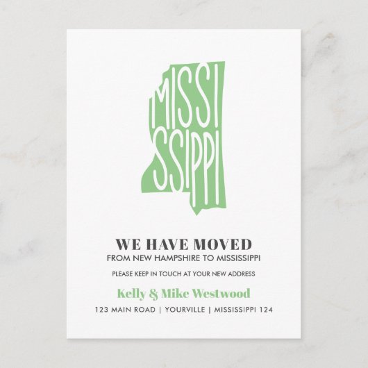 MISSISSIPPI We hebben New address New Home verplaa Briefkaart (Voorkant)