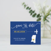 Mississippi Wedding Save the Date Map Briefkaart (Staand voorkant)