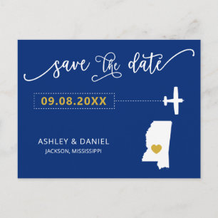 Mississippi Wedding Save the Date Map Briefkaart