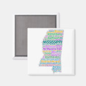 Mississippi Word Cloud Magneet (Voorkant / Achterkant)