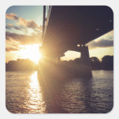 mississippi zonsondergang vierkante sticker (Voorkant)