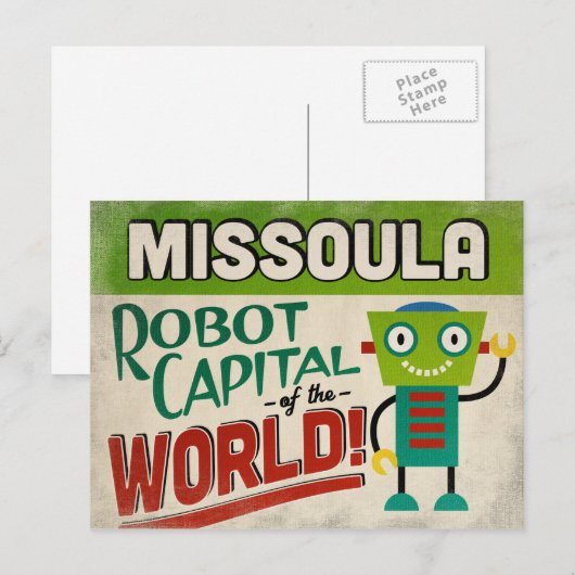 Missoula Montana Robot - Funny  Briefkaart (Voorkant / Achterkant)