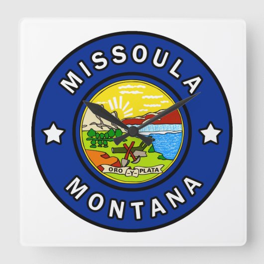 Missoula Montana Vierkante Klok (Voorkant)