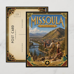 Missoula Montana Vintage Art Deco Gouden Tijdperk Briefkaart
