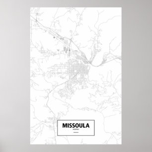 Missoula, Montana (zwart op wit) Poster