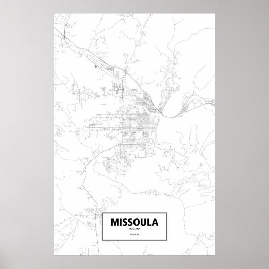 Missoula, Montana (zwart op wit) Poster (Voorkant)