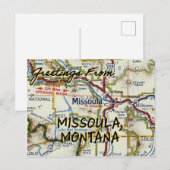 Missoula MT Map Briefkaart (Voorkant / Achterkant)