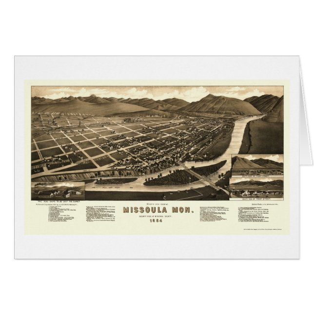 Missoula, MT Panoramic Map - 1884 (Voorkant Horizontaal)