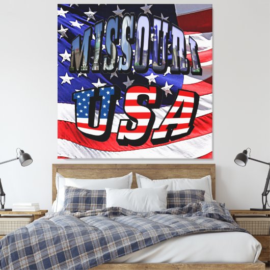 Missouri-afbeelding en Amerikaanse tekst Canvas Afdruk (Insitu (Slaapkamer))