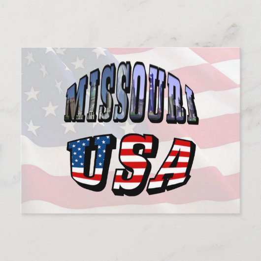 Missouri Afbeelding en USA Tekst Briefkaart (Voorkant)
