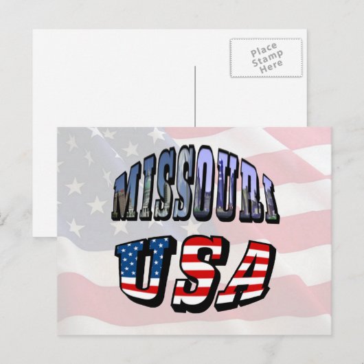 Missouri Afbeelding en USA Text Briefkaart (Voorkant / Achterkant)