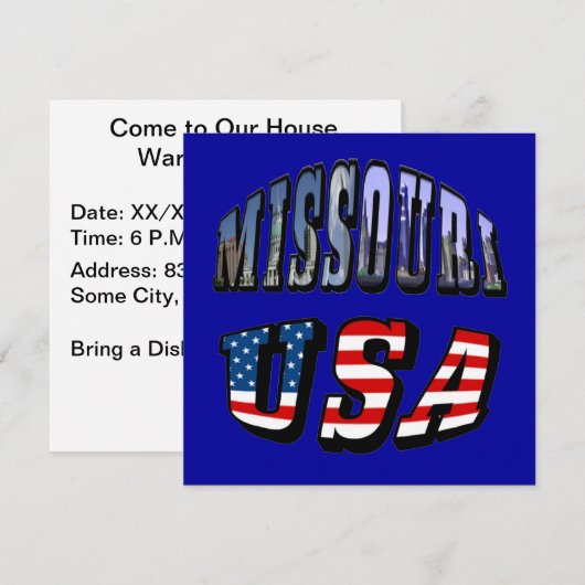 Missouri Afbeelding en USA Text Kaart (Voorkant / Achterkant)
