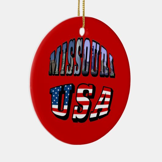 Missouri Afbeelding en USA Text Keramisch Ornament (Rechts)