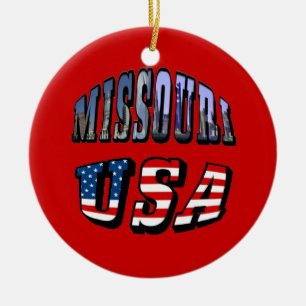 Missouri Afbeelding en USA Text Keramisch Ornament