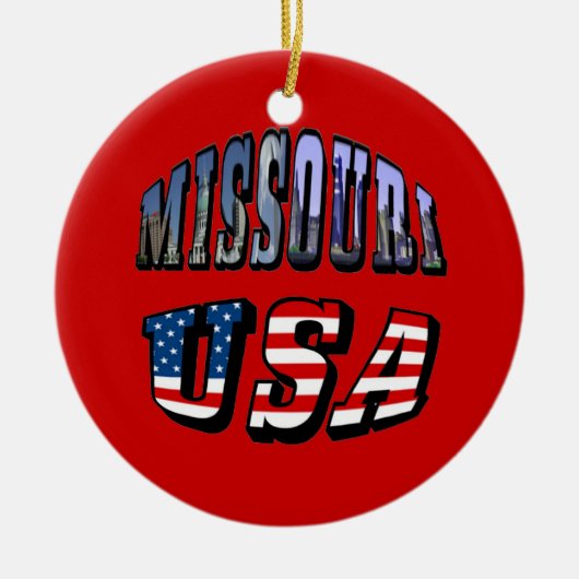 Missouri Afbeelding en USA Text Keramisch Ornament (Voorkant)