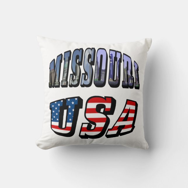 Missouri Afbeelding en USA Text Kussen (Voorkant)