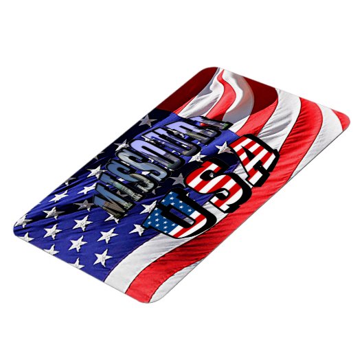 Missouri Afbeelding en USA Text Magneet (Linkerzijde)