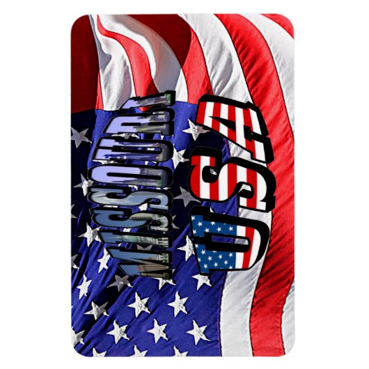 Missouri Afbeelding en USA Text Magneet (Verticaal)