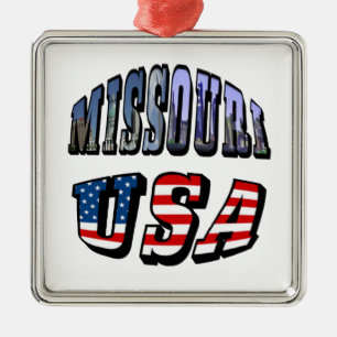 Missouri Afbeelding en USA Text Metalen Ornament