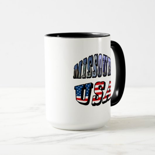Missouri Afbeelding en USA Text Mok (Voorkant rechts)