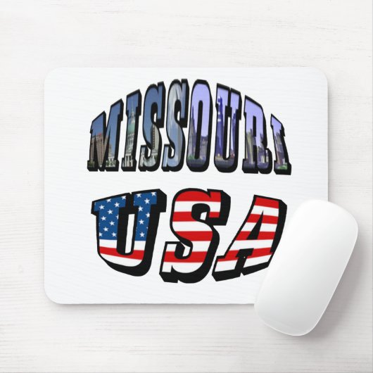 Missouri Afbeelding en USA Text Muismat (Met muis)