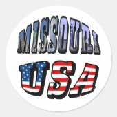 Missouri Afbeelding en USA Text Ronde Sticker (Voorkant)