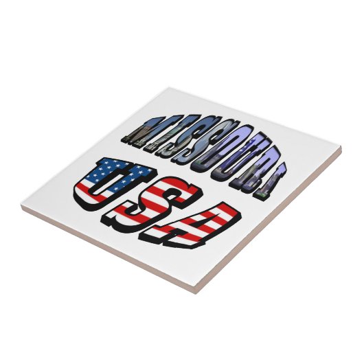 Missouri Afbeelding en USA Text Tegeltje (Zijkant)