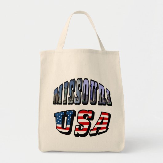 Missouri Afbeelding en USA Text Tote Bag (Voorkant)