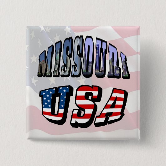 Missouri Afbeelding en USA Text Vierkante Button 5,1 Cm (Voorkant)