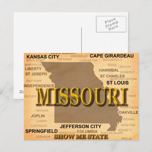 Missouri Antiek Map Briefkaart (Voorkant / Achterkant)