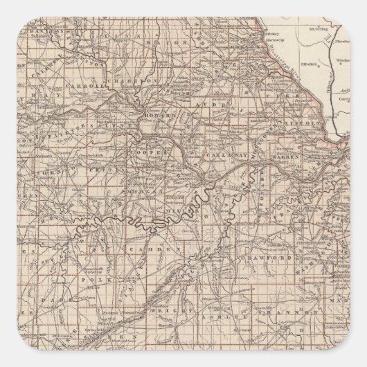 Missouri Atlas Map Vierkante Sticker (Voorkant)