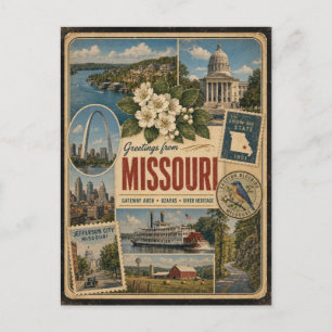 Missouri authentieke vintage stijl ansichtkaart briefkaart