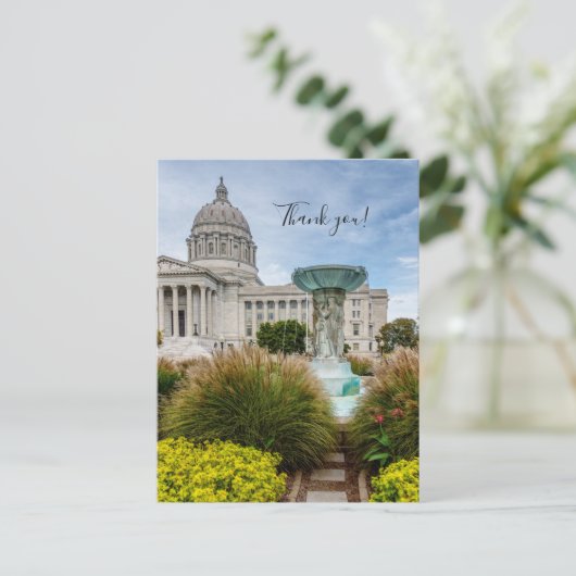 Missouri Capitol en fontein dank je ansichtkaart Briefkaart (Staand voorkant)
