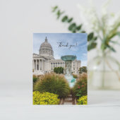 Missouri Capitol en fontein Dank u Briefkaart (Staand voorkant)