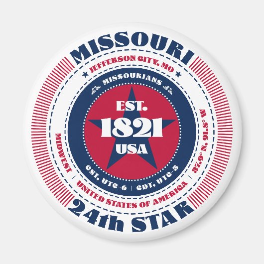 Missouri Circle Typography Souvenir Magnet (Voorkant)