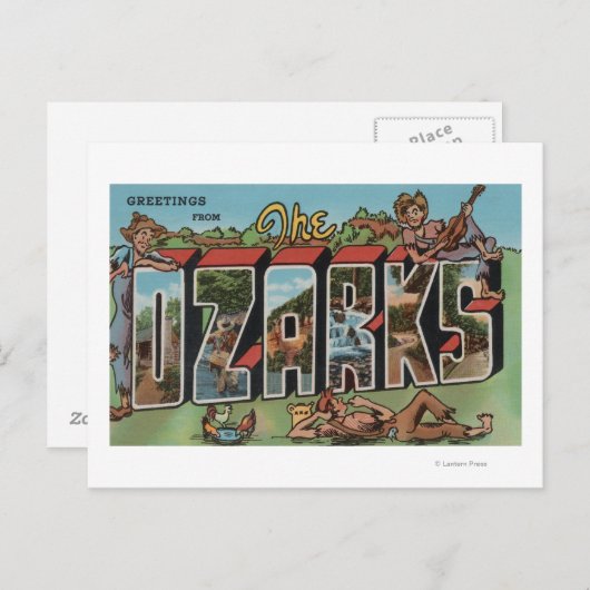 Missouri - De Ozarks - Grote Letter-scènes 2 Briefkaart (Voorkant / Achterkant)