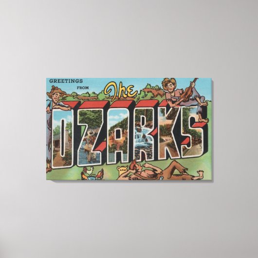 Missouri - De Ozarks - Grote Letter-scènes Canvas Afdruk (Voorkant)