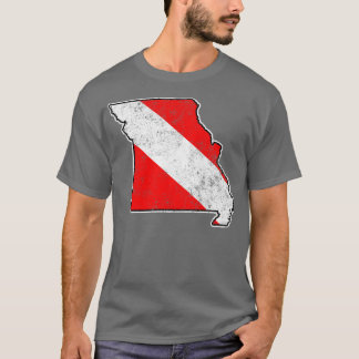 Missouri Duikvlag Duiken State Kaart Duiken Fla T-shirt