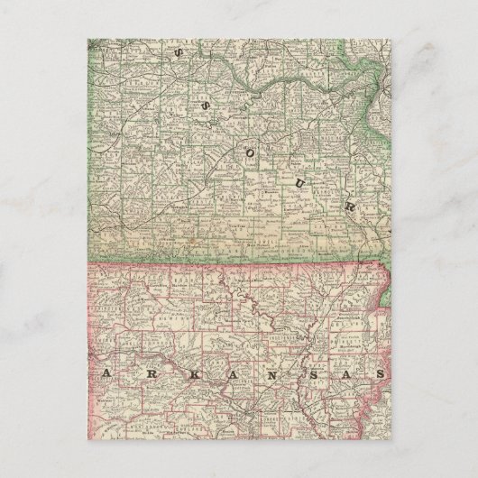 Missouri en Arkansas Briefkaart (Voorkant)