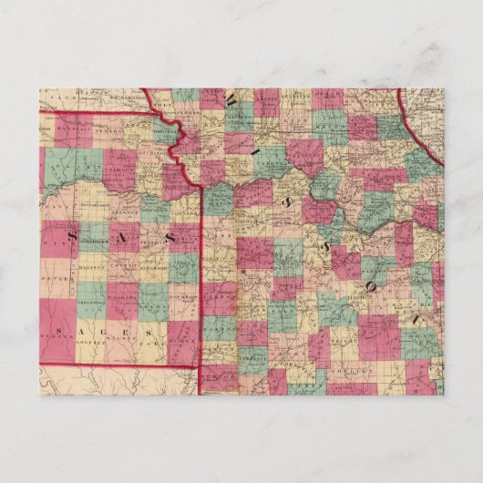 Missouri en Kansas Briefkaart (Voorkant)