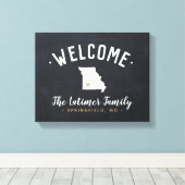 Missouri Familie Monogram Welkomstbord Canvas Afdruk (Insitu (Houten vloer))