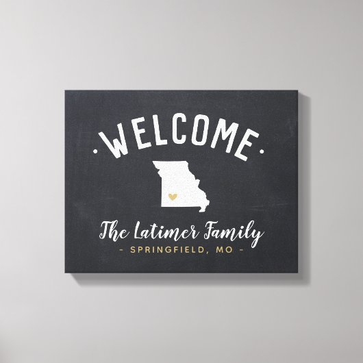 Missouri Familie Monogram Welkomstbord Canvas Afdruk (Voorkant)