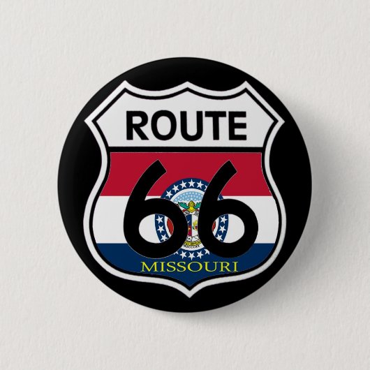 Missouri Flag Route 66 Shield Ronde Button 5,7 Cm (Voorkant)